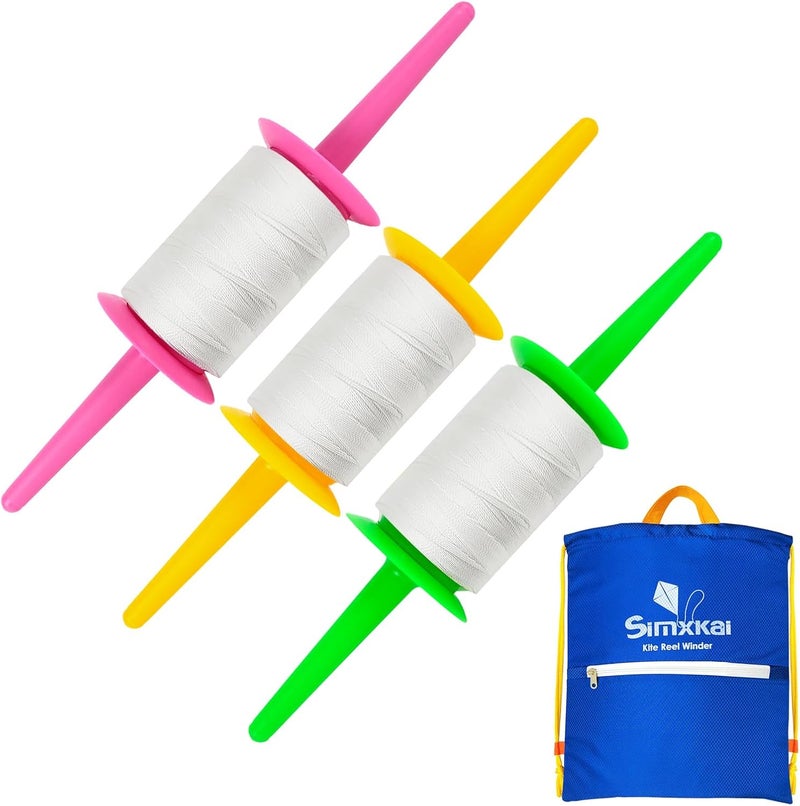 Simxkai Kite Spool, Reel Winder,Grip String Handle, 600 feet Twisted Line for Each String Handle (1&2&3&4pack) - Image 1